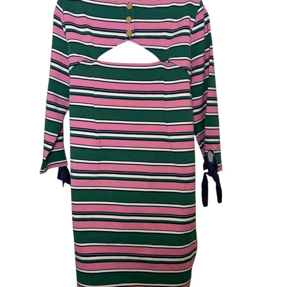 Draper James x Eloquii Striped Cutout Sleeve Tie Mini Dress Size 18/20 - Picture 2 of 5